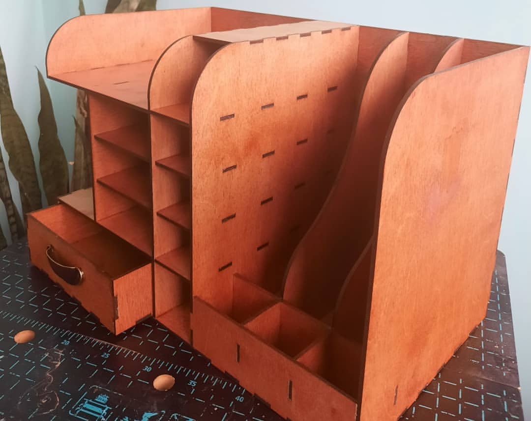 Assembled plywood desk organizer