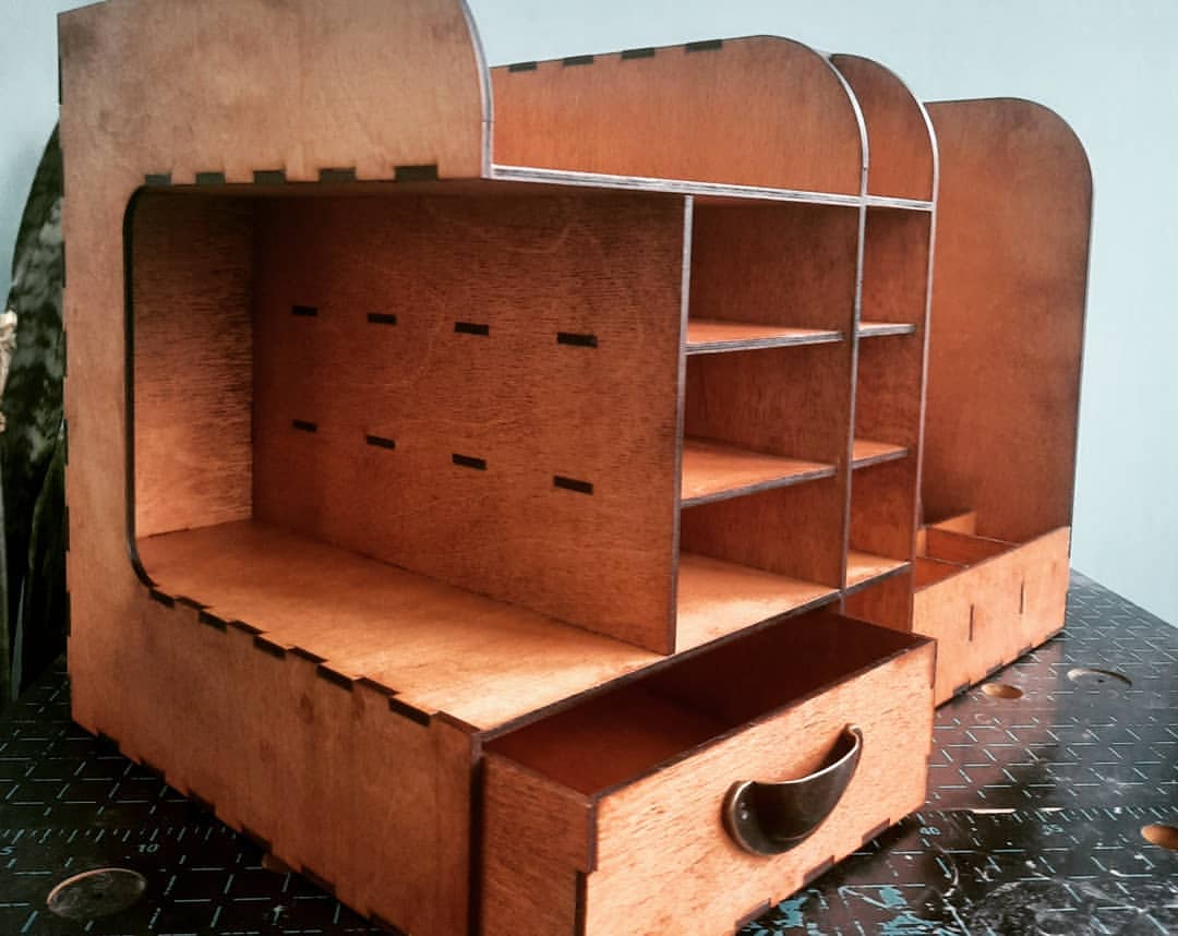 Another view of finished desk organizer